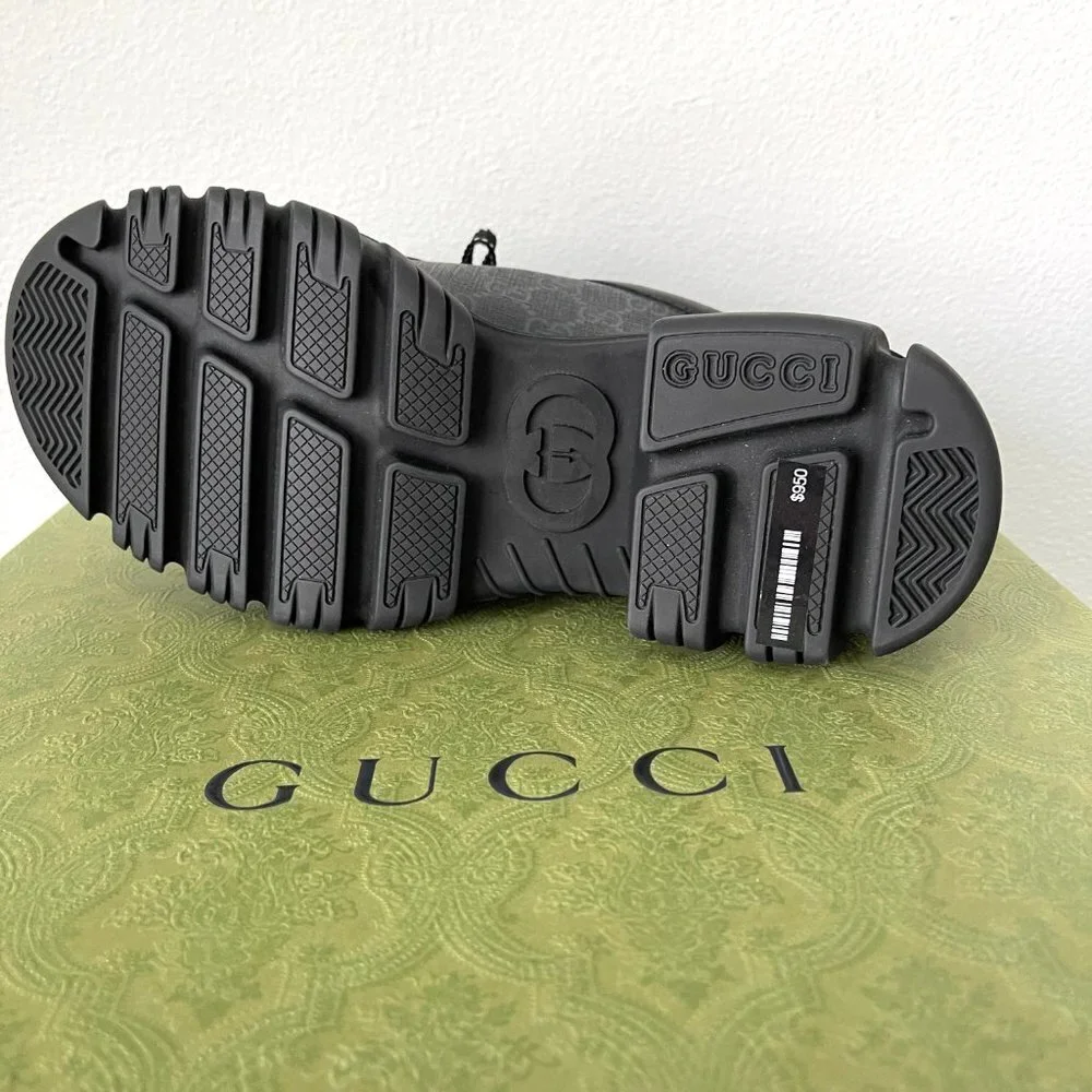 Gucci 674367 Men's Black‎ Maxi GG Supreme Lace-up Shoe, Gucci sz. 7